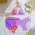 thumbnail image 4 of Yhhting Big Girls Halter Bikini 3 Piece Swimsuit Floral Print Bathing Suit With Cover Up Skirt Summer Child Girls Swimwear, 4 of 6