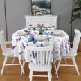 thumbnail image 2 of Purple Leaf Butterfly Pattern Round Tablecloth 60"x60",Wrinkle Wipeable Table Cloth for Kitchen Dining Room Picnic Patio Party, 2 of 6