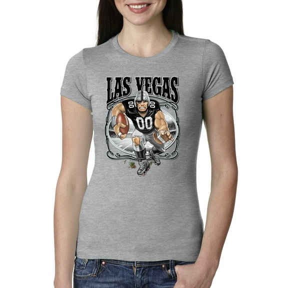 Wild Bobby Las Vegas Fan LV Fantasy Sports Women Slim Fit Junior Tee, Heather Grey, X-Large