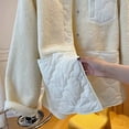 thumbnail image 5 of Lovskoo Womens Winter Coats Shearling Patchwork Quilted Jacket Warm Pocket Long Sleeve Outerwear Cotton Padded Outerwear White, 5 of 6