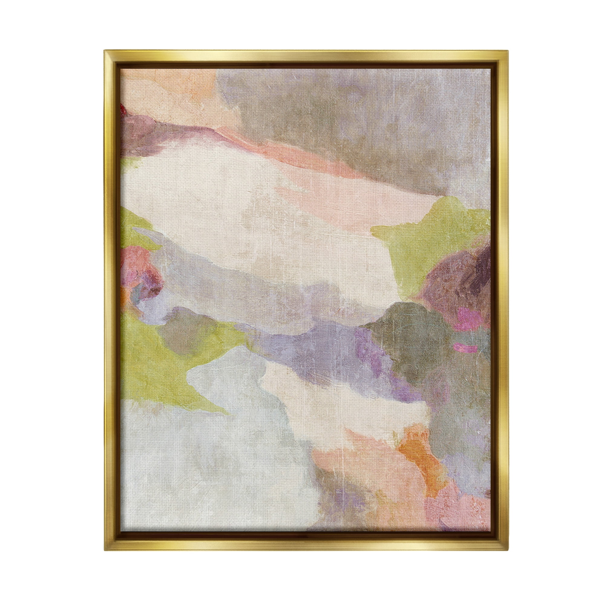 Stupell Industries Subtle Fluid Abstraction Abstract Painting Gold Floater Framed Canvas Art Print Wall Art 17 x 21