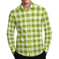 thumbnail image 3 of BiZtdJrK Checkered Shirts for Men Casual Button Down Lapel Work Tops Fashion Plaid Long Sleeve Hawaiian Shirt, Army Green, XXL, 3 of 9