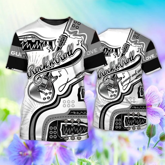 Guitar Instrumental Pattern Summer Men's T-Shirt Hip Hop Casual 3d Printed Personality Round Neck Comfortable Short Sleeve Top