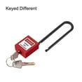thumbnail image 2 of Unique Bargains Lockout Tagout Locks 3 Inch Shackle Key Different Padlock Plastic Lock Red 2 pcs, 2 of 4