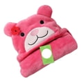 thumbnail image 4 of Manta con capucha para niños, suave y acogedora, de terciopelo coral, con forma de animal, para bebés y niños, con diseño de oso rosa y rojo., 4 of 12