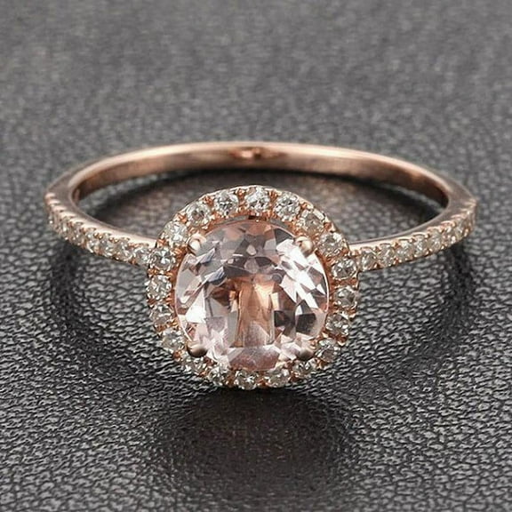 Limited Time Sale Antique 1.25 carat Morganite and Diamond Halo Engagement Ring in 10k Rose Gold for Women