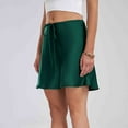 thumbnail image 3 of SMihono Fashion Women's Drawstring Satin Mini Skirt High Waisted Elegant Casual A-Line Flared Silk Short Skirts for Women Green 8, 3 of 6