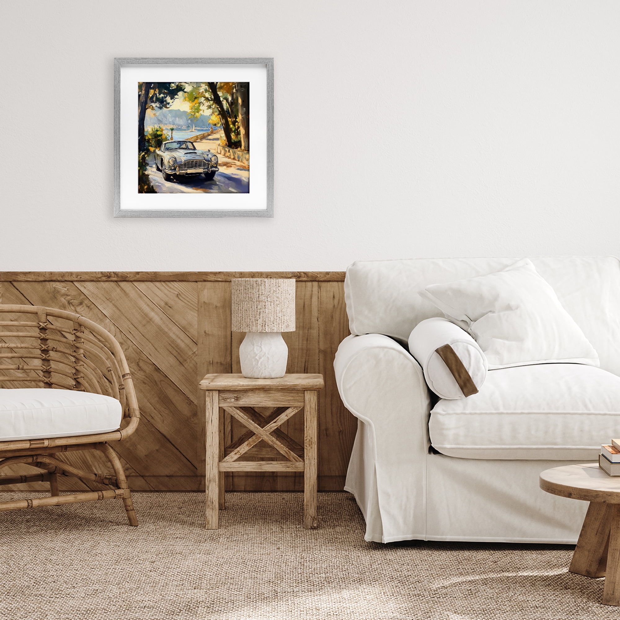 Stupell Industries Classic View of Seaside Drive Gray Framed Print Under Glass, design by Creative Studio