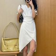 thumbnail image 2 of Sngxgn Women's Pleated Flowy Dresses Casual Midi Ruffle Dress(White,XL), 2 of 4