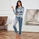 thumbnail image 4 of Conjunto de pijama de satén de seda para Mujer, camisa de manga larga con pantalón, ropa de dormir, trajes de dormir para Mujer, primavera y otoño, 4 of 4