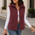 thumbnail image 6 of Karight Women's Fleece Vest Zip Up Stand Collar Sleeveless Lightweight Winter Warm Coat with Double-Sided Sherpa, 6 of 7