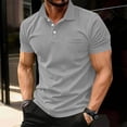 thumbnail image 2 of Qwertyu Men Short Sleeve Polo Shirts Casual Summer Collar Shirts Dress Button Polo Shirts Classic Golf Shirts Gray S, 2 of 5