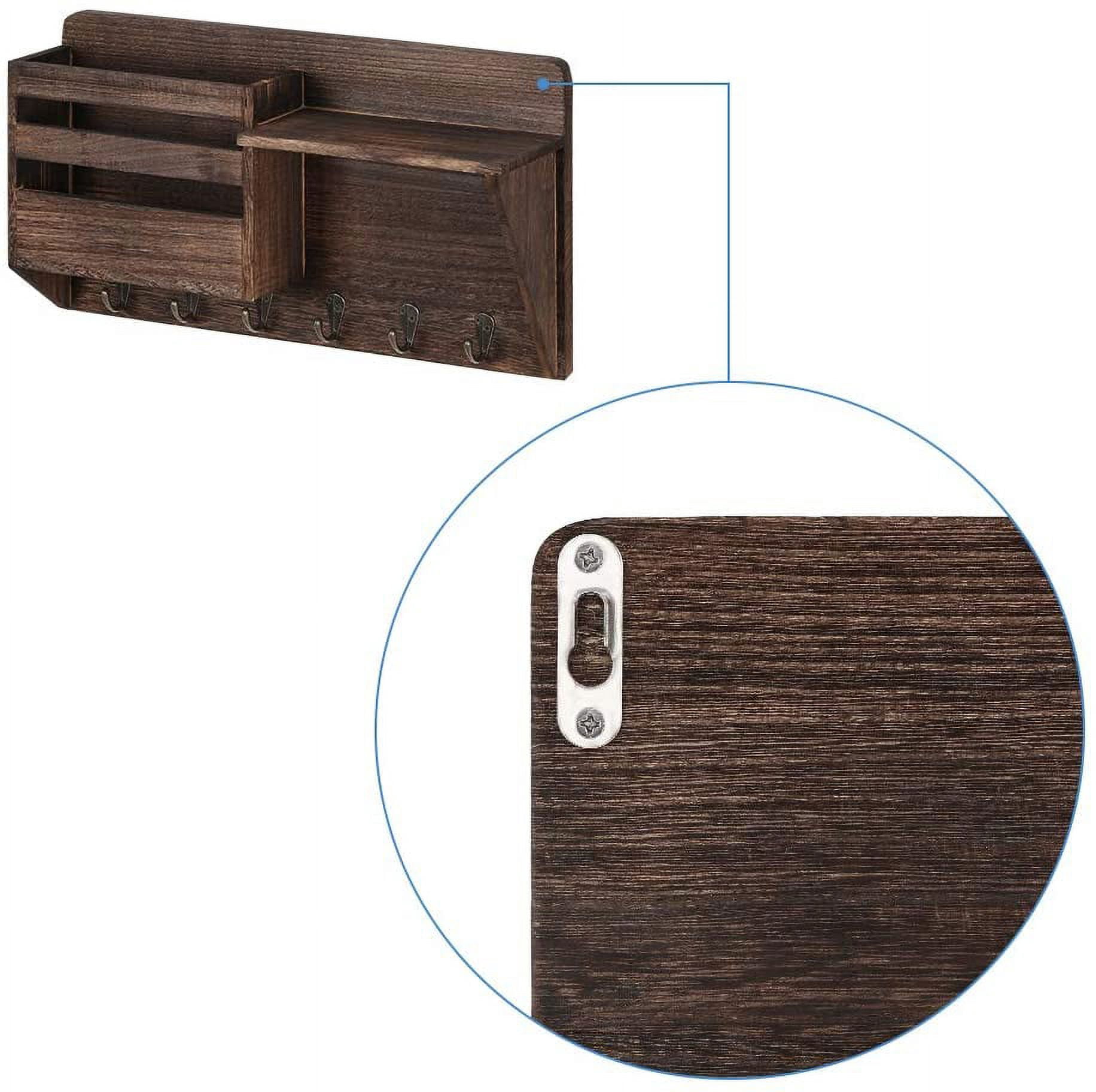 Oumilen Wall Mount Hanging Organizer with 6 Hooks, Brown