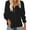Black, variant on Women Trendy Blouses Casual Loose Henley Tops Pullover Hollow-Out Button Long Sleeve Shirts Solid Color Pleates Top