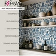 thumbnail image 5 of S4Sassy Temple Garden Wallpaper - Asian Style Wall Covering, 25" x 360" Self-Adhesive Wallpaper, Decorative Wall Wrap, Easy DIY Decor For Bedroom, Living Room, Living Spaces - Blue, 5 of 8