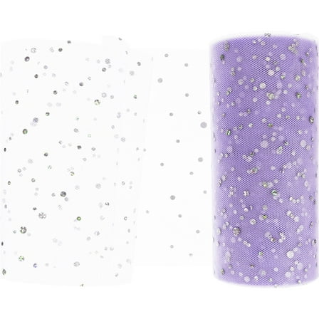Phenofice 1Pcs Glitter Tulle Fabric Roll for Diy Decoration Purple 2250X15cm