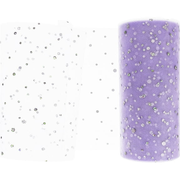 Phenofice 1Pcs Glitter Tulle Fabric Roll for Diy Decoration Purple 2250X15cm