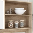 thumbnail image 5 of KULAGAGA  White & Oak Kitchen Pantry with Hutch, 4-Drawer Baker's Rack Buffet, and Microwave Stand, 5 of 8