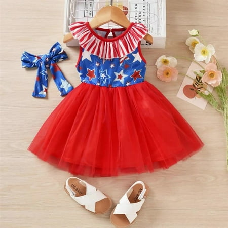

RPVATI Newborn Infant Toddler Baby Kids Children Child Clothes Sleeveless Tank Dress + Headwear 2 Pieces Summer Outfits