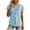 Sky Blue, variant on Women's Short Sleeve Cotton Linen Blouses Fashion Asymmetric Neck Bow Tie Tops Summer Loose Fit Lightweight Vacation Shirts Sky Blue S