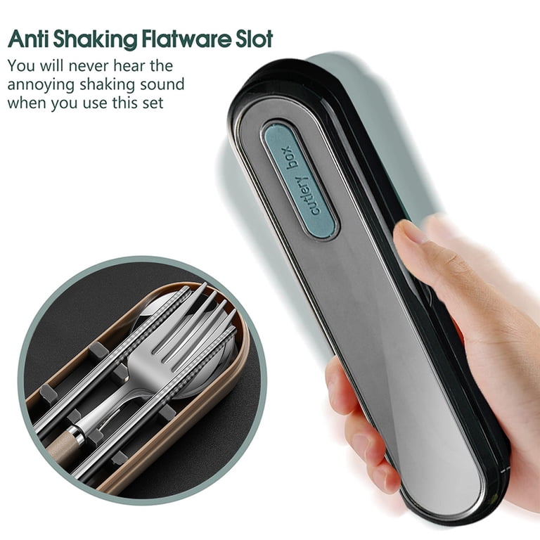 Reusable stainless steel travel cutlery, utensils set with case