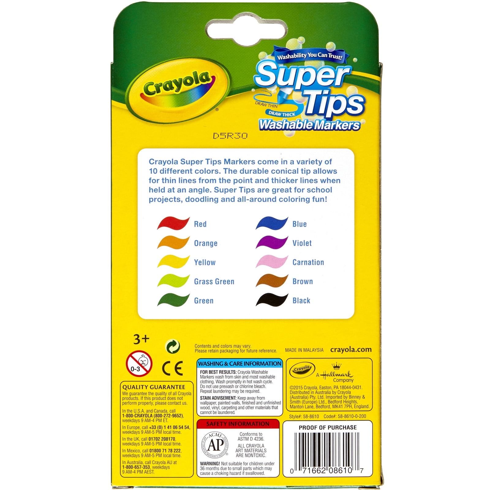 Crayola Super Tip Non-Toxic Washable Marker Set, Set 10, 1 - QFC