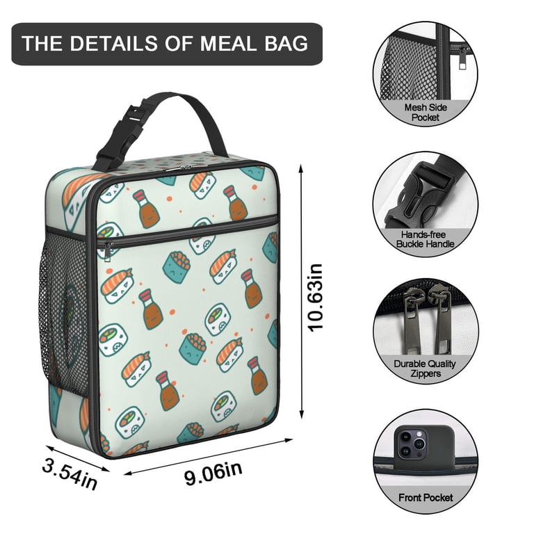 Japanese Sushi Food Insulated Lunch Tote – Cute Sushi Roll Pattern