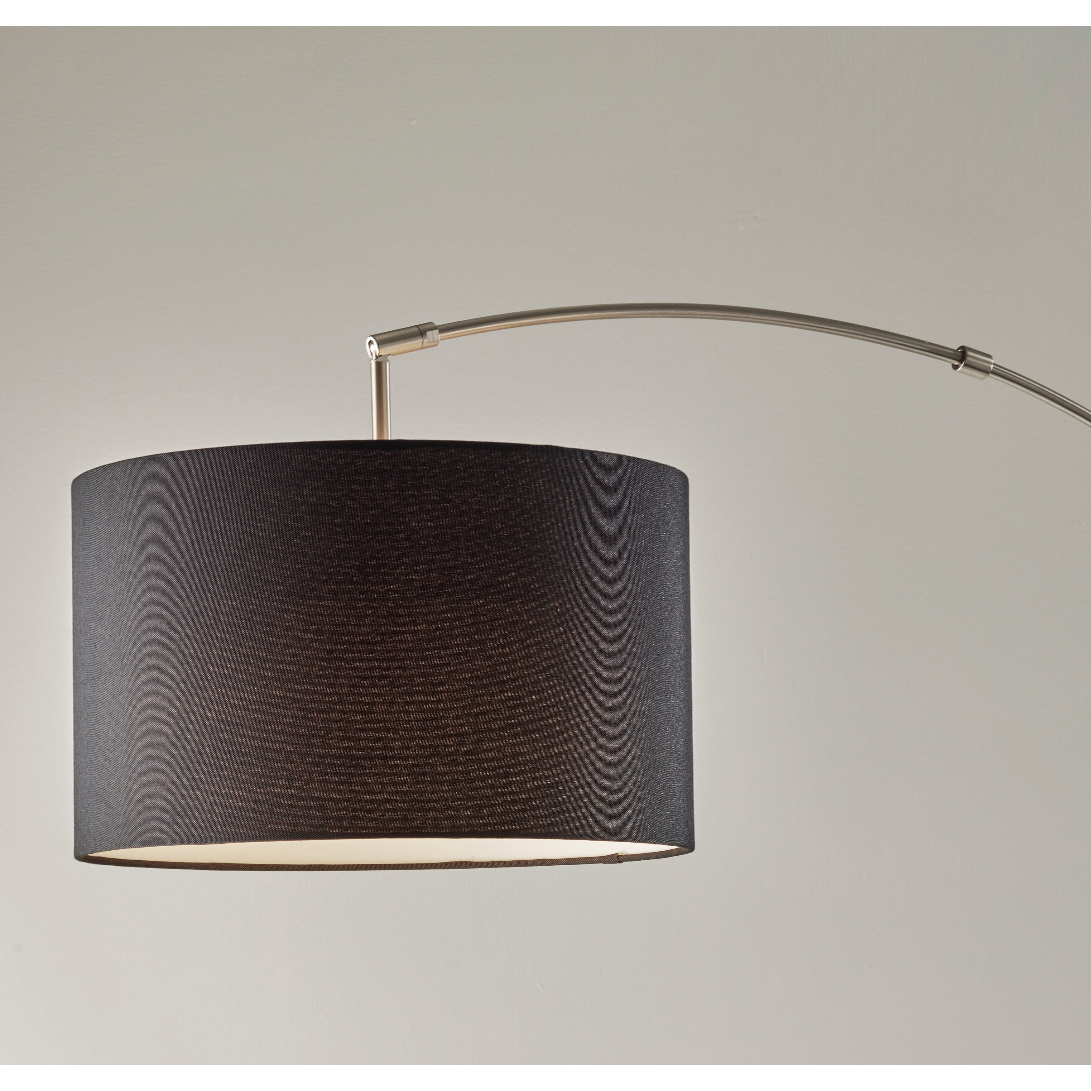Adesso Preston Arc Lamp, Dark Bronze, Light Brown Textured Fabric Shade