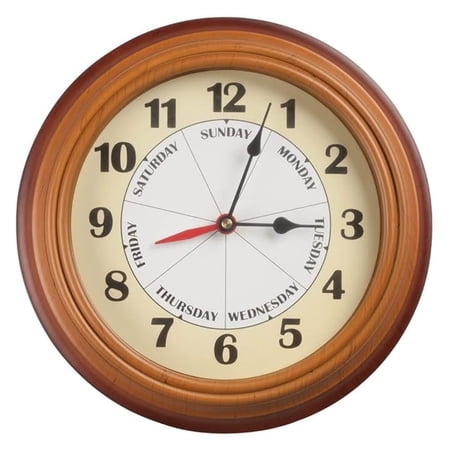Mwfus Day of the Week Clock with Time of Day Combination – Easy to Read Analog Clock - Retirement Gift