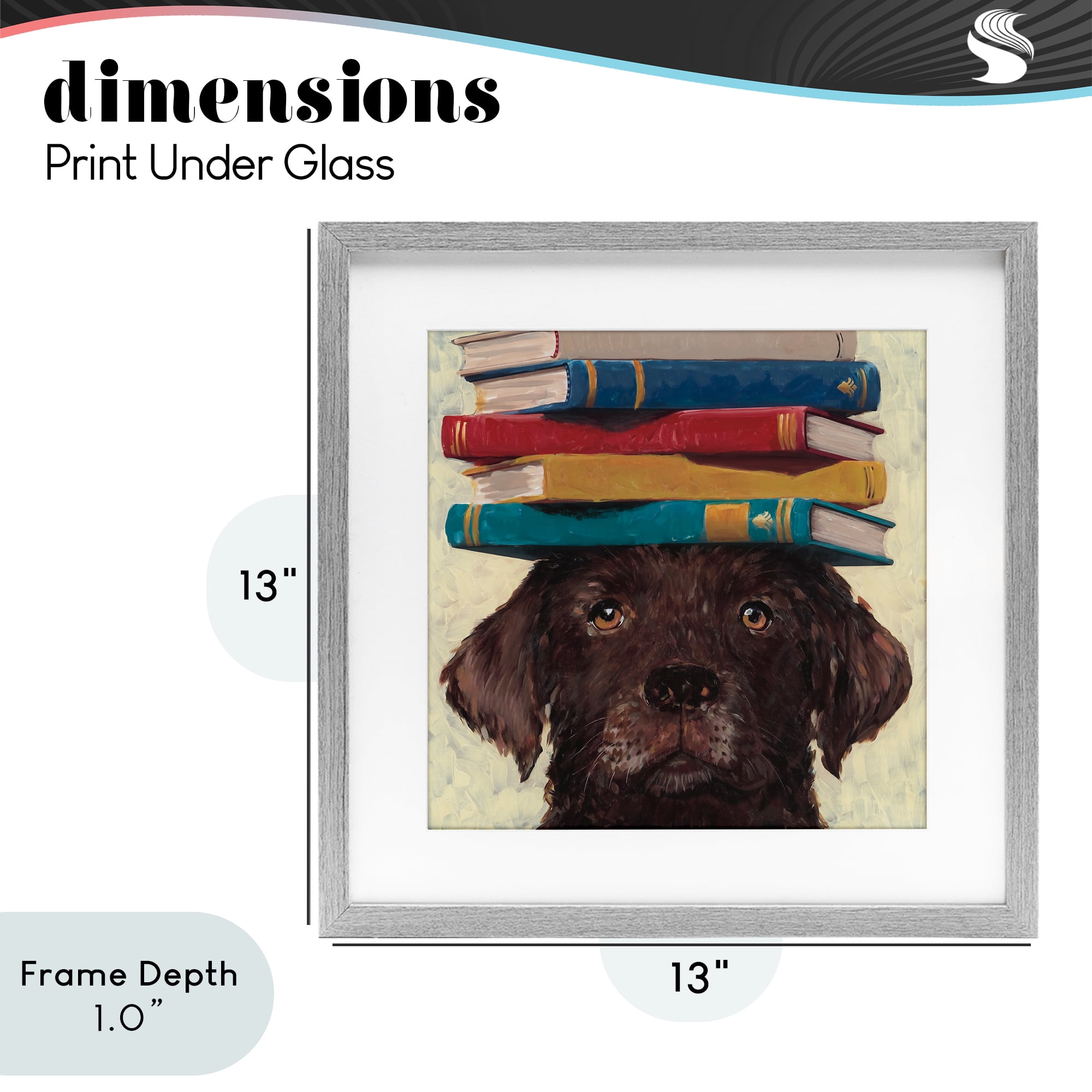 Stupell Industries Studious Abby Dog Gray Framed Print Under Glass, design by Studio Bautista