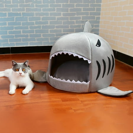 Unique Shark Mouth Shaped Pets Dog Bed Waterproof Soft Warm Plush Pet House Gray Walmart Canada