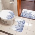 thumbnail image 4 of Blue Spring Floral Bath Mat 3 Piece Bathroom Rug Set, Watercolor Botanical Summer Vintage Non Slip Bath Rug Contour Mat and Toilet Lid Cover, Absorbent Shower Mats Soft Bath Rugs and Mats Sets, 4 of 8