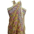 thumbnail image 3 of Cotton Hand Block Print Sarong Womens Swimsuit Wrap Cover Up Long 73" x 43" Yellow print, 3 of 4