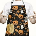 thumbnail image 2 of Happy Halloween Pumpkin Pattern Apron-Garden Aprons for Women with Pockets-Cotton Linen Waterproof Kitchen Cooking Gardening Aprons Adjustable for Kitchen,Cooking,BBQ and Salon 33"x27", 2 of 7