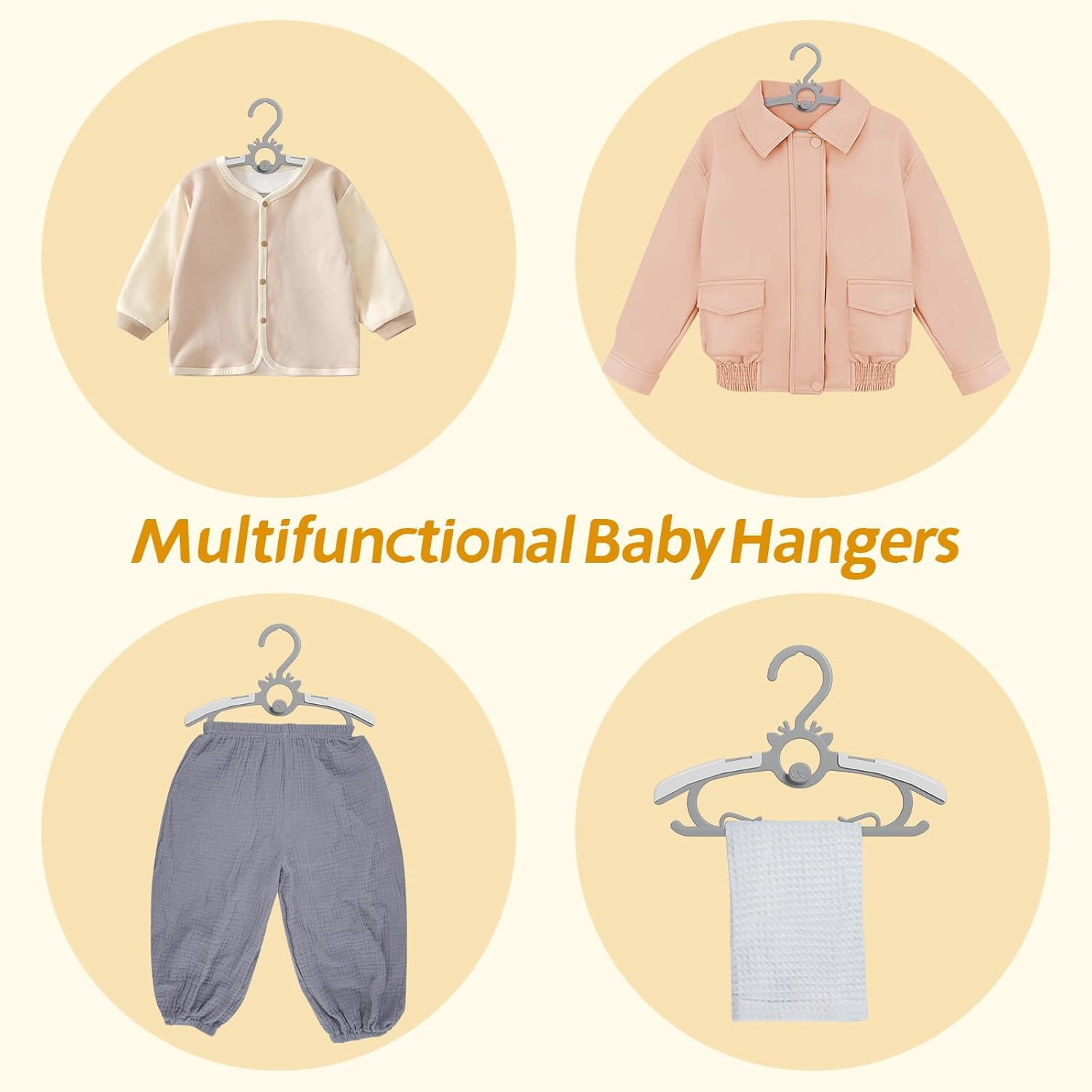 Toddler Hangers 60PCS, 11"-14" Extendable and Stackable Baby Hangers, 45g Ultra-Thick Space Saving Non-Slip Plastic Hanger for Infant, Kids and Nursery Closet
