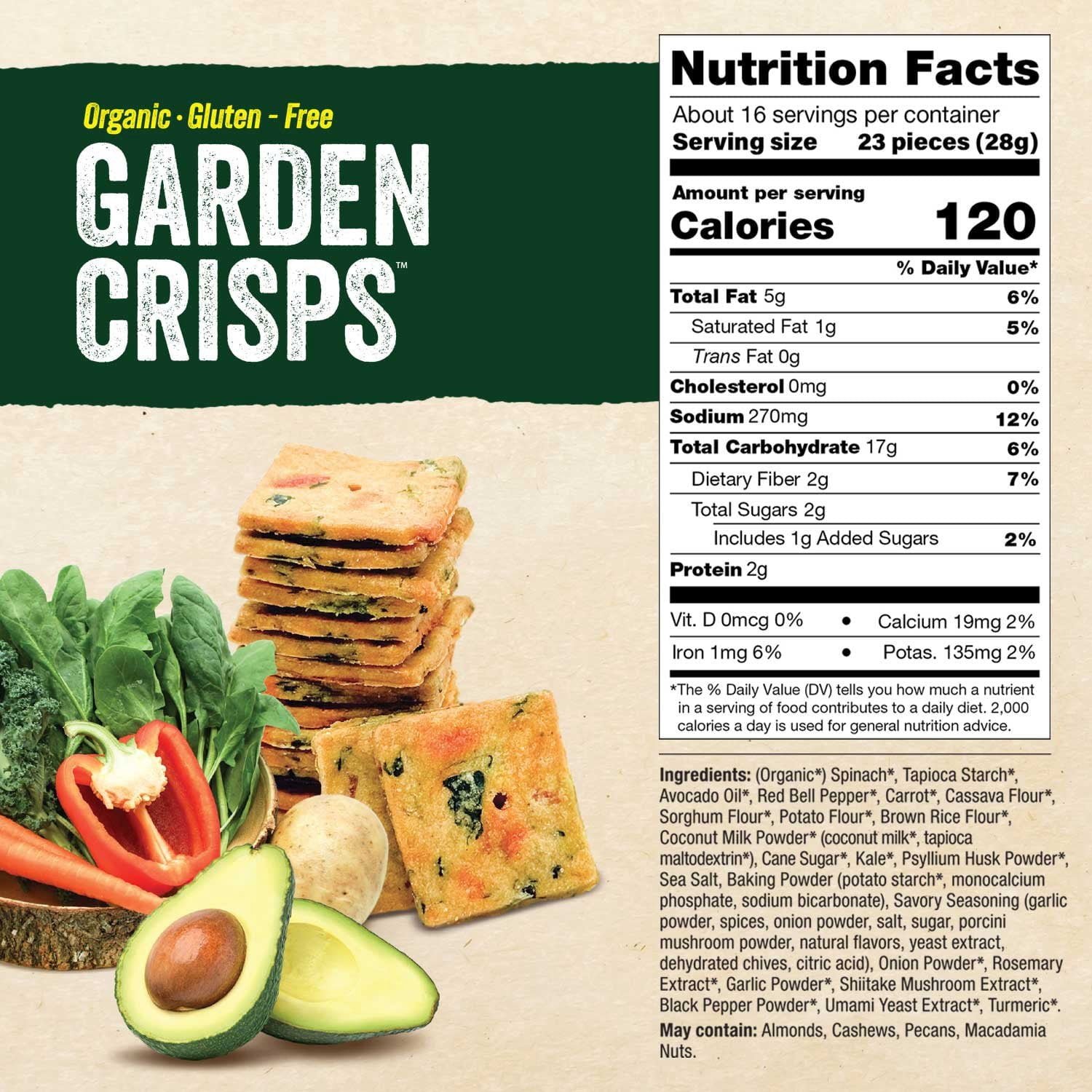 Gourmet Gatherings Organic Garden Crisp with Avocado Oil Snack, 16oz