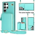 thumbnail image 1 of Crossbody Wallet Case for Samsung S23 Ultra, RFID Blocking PU Leather Zipper Handbag Purse Flip Cover, Kickstand Case with Card Slots Holder Wrist Strap Lanyard for Samsung Galaxy S23 Ultra, Mint, 1 of 12