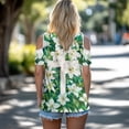 thumbnail image 3 of POLERO Easter Cold Shoulder Tops for Women V Neck T Shirts Summer Short Sleeve Tees Outfits for Ladies Sexy Casual Work Travel Cross Lilies Floral Print XL, 3 of 7