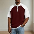 thumbnail image 3 of Maean Mens Textured Shirt Short Sleeve Shirts Quarter Zipper Summer Loose Tops Pullover Sweatshirts, 3 of 5