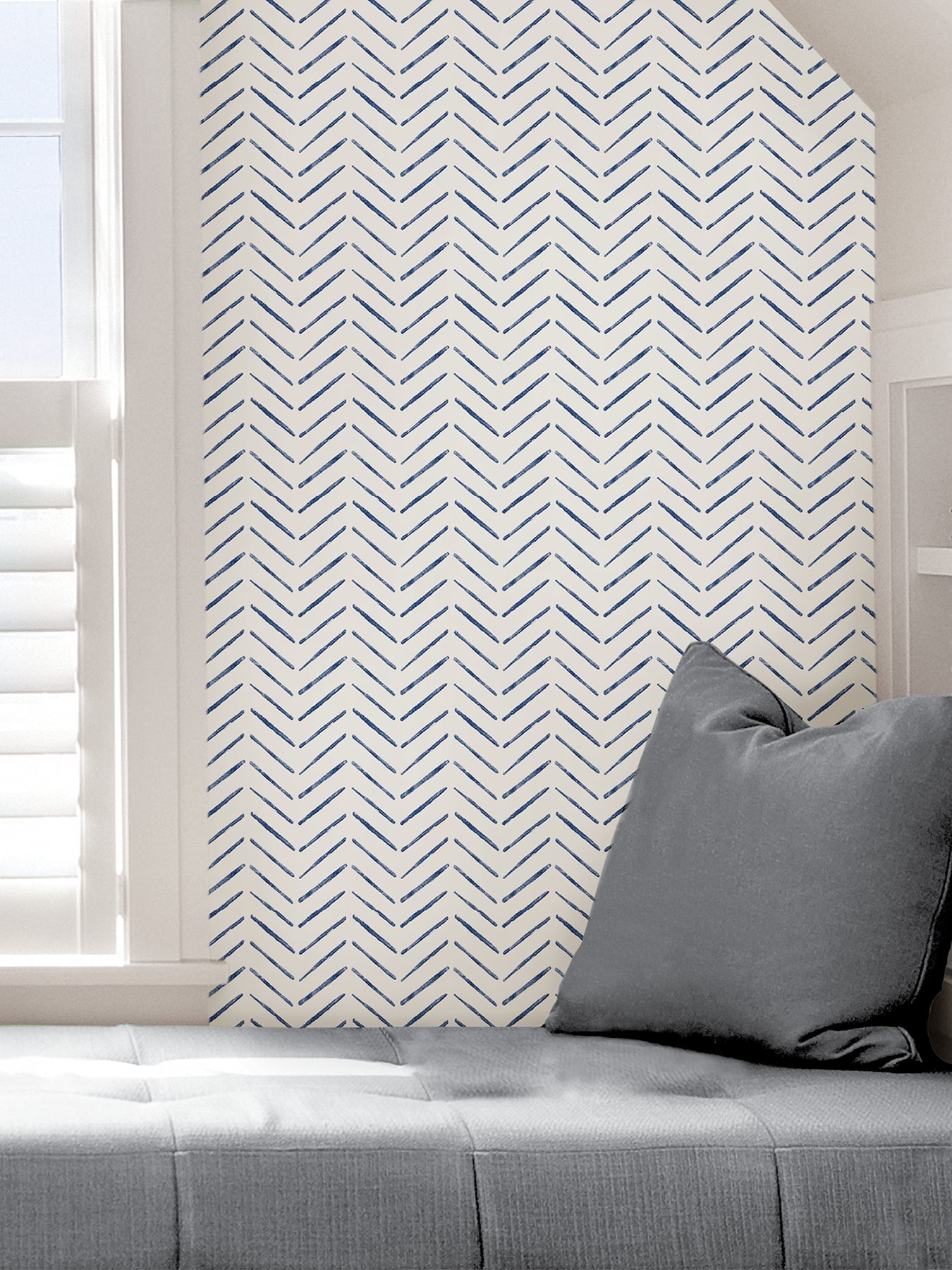 NuWallpaper Indigo Holden Vinyl Peel And Stick Wallpaper, 216-in by 20.5-in, 30.75 sq. ft.