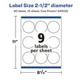 thumbnail image 6 of Avery Glossy White Round Labels, 2.5" Diameter, 90 Total, 6 of 9