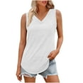thumbnail image 3 of Htigea Womens Tank Tops Loose Fit Casual Flowy Round Neck Trendy Sleeveless Summer Tops Clothes Outfits White,S, 3 of 6