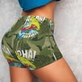 thumbnail image 4 of Rateoe Surfing Dinosaur Printed Power Workout Shorts for Women Tummy Control Squat Proof Ribbed Thick Seamless Scrunch Active Short-Large, 4 of 8