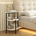 thumbnail image 5 of Marble Side End Table Set, 3-Tier Sofa Side Table, Small Round Coffee Bedside Corner Table with Metal Frame for Living Room Bedroom (2, White&Black), 5 of 6