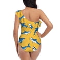 thumbnail image 5 of Cauagu Shark Print Print Women's Sexy One Piece Swimsuits One Shoulder Ruffle Tummy Control Bathing Suit Slimming Swimwear-X-Large, 5 of 6