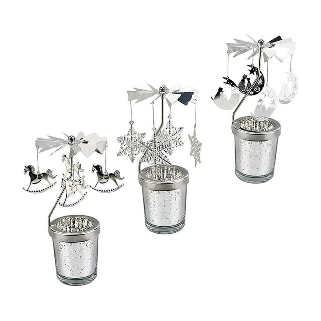 3x Candelabro giratorio Candelabro Caballo y copo de nieve y luna