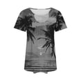thumbnail image 6 of Ayolanni Scoop Neck Summer Shirts for Women Casual Tropical Print Pleated Short Sleeve Blouse Beach Fitted Shirts 2026 Summer Clothes Gray XXL, 6 of 6