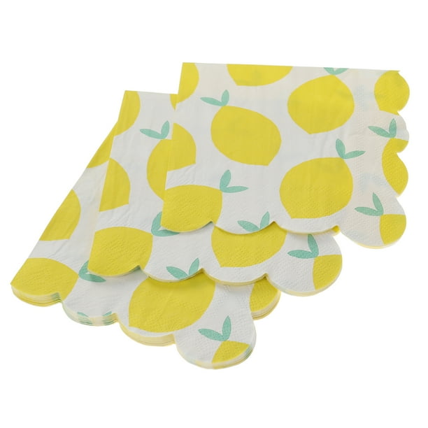 KAKOWELY 16 servilletas de papel desechables con diseño de limón dorado, ideales para fiestas, carnavales y festivales (25 x 25 cm)