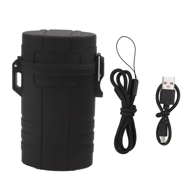 Étui à cigarettes portable noir, porte-cigarette étanche avec briquet électrique rechargeable par USB pour hommes et femmes