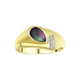 thumbnail image 1 of RYLOS Men's Rings 14K Yellow Gold Ring - Timeless Pear Shape Cabochone Gemstone & Diamonds - Tear Drop Cabochon Alexandrite Rings For Men Size 11, 1 of 5